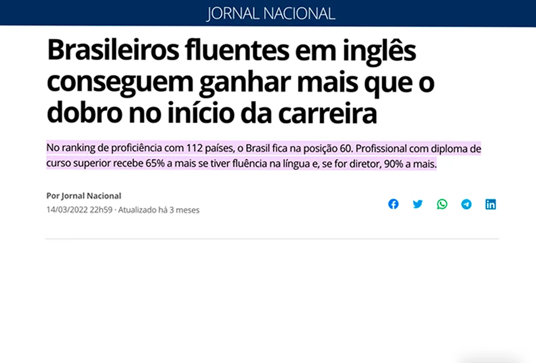 Salários maiores para quem fala inglês